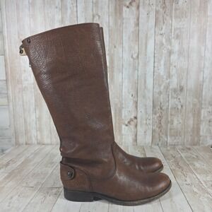 Frye Melissa Button‎ Back Zip Brown Leather Riding Boots 76430 Womens 7 B